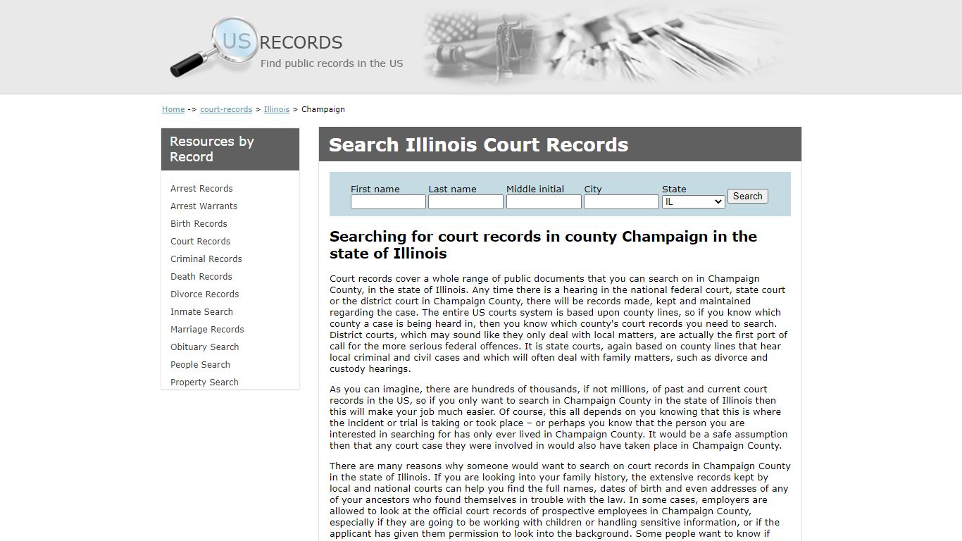 Search Court Records Champaign Illinois | US Records